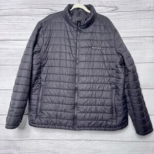 Rivian Mens Black Puffer Jacket Design Collective Full Zip Quilted Coat 2XL
